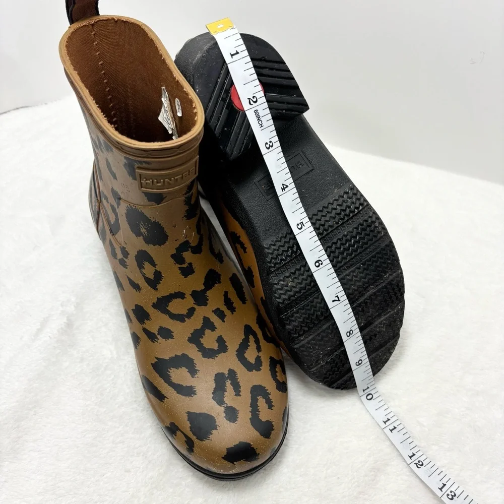 Hunter‎ Rain boots Leopard Print Matte Block-Heel Girl Size 6